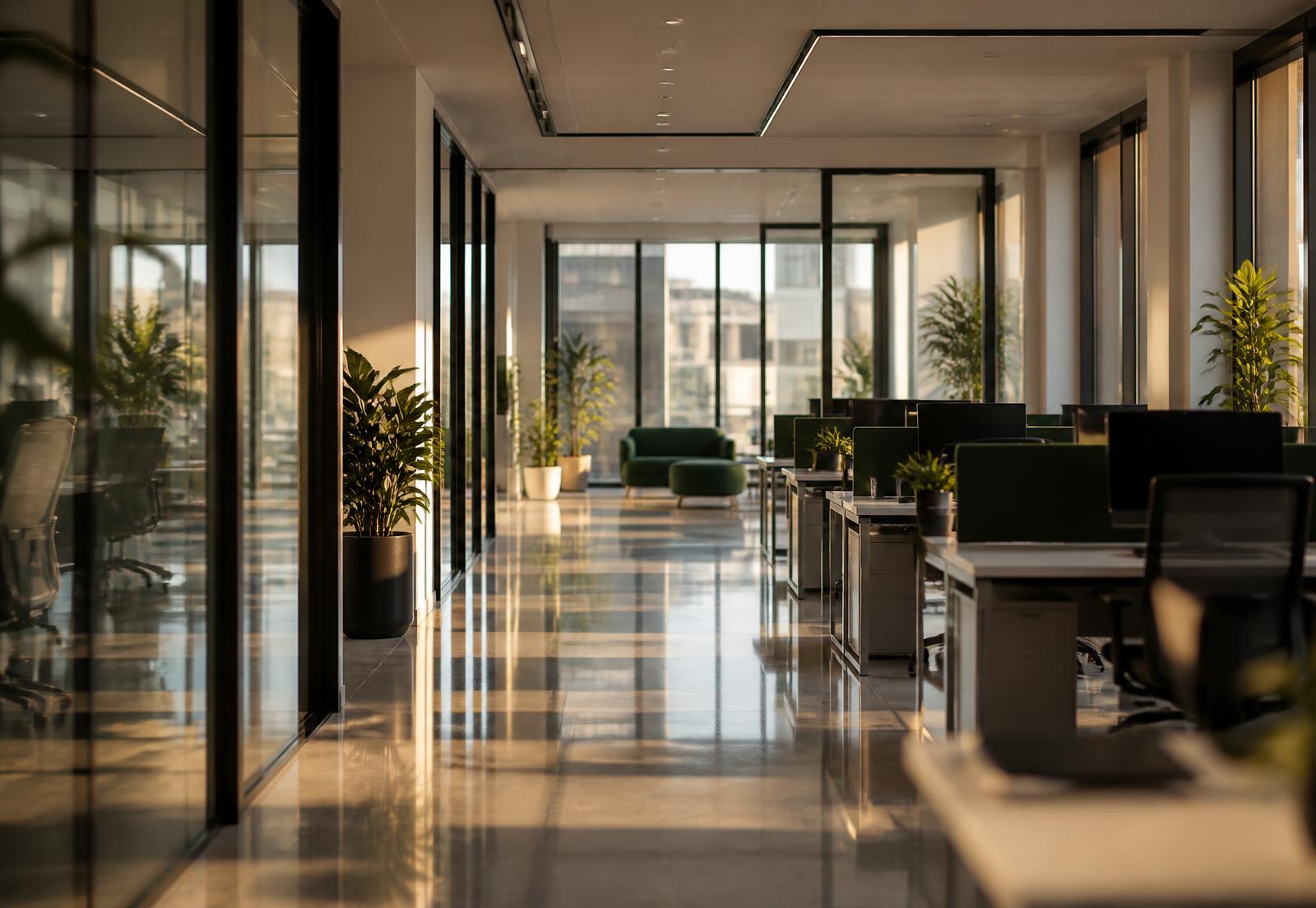 Immaculate modern office interior in Cheshire after a professional clean